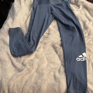 Adidas Blue Leggings Stretchy Athletic Full-Length